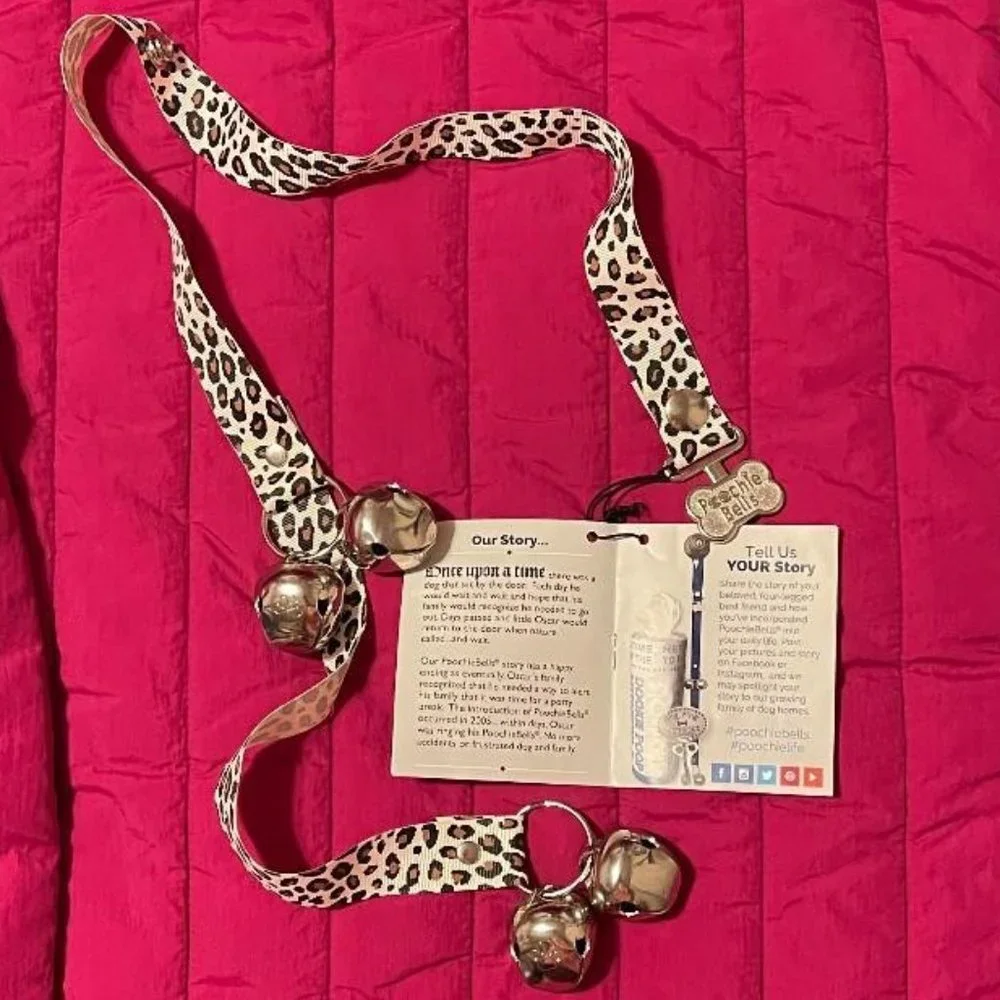 NWT LEOPARD PRINT POOCHIE BELLS ~ DOGGIE POTTIE DOORBELL TRAINING FOR PUPS DOGS